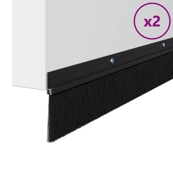 vidaXL Csavaros Ajt&oacute; Kefe Z&aacute;r 2 pcs Fekete 100 cm Alum&iacute;nium &ouml;tv&ouml;zet