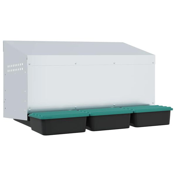 vidaXL 3 rekeszes, falra szerelhető, horganyzott ac&eacute;l csirkef&eacute;szkelől&aacute;da