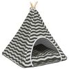 vidaXL Kiskedvenc teepee p&aacute;rn&aacute;val Feh&eacute;r &eacute;s Sz&uuml;rke 60 x 60 x 70 cm