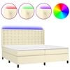 vidaXL kr&eacute;msz&iacute;nű műbőr rug&oacute;s &aacute;gy matraccal &eacute;s LED-del 200x200 cm