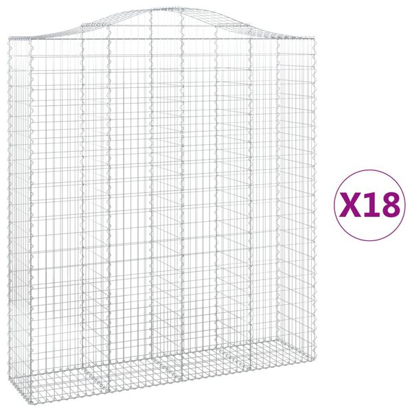 vidaXL 18 db &iacute;ves horganyzott vas gabion kos&aacute;r 200x50x220/240 cm