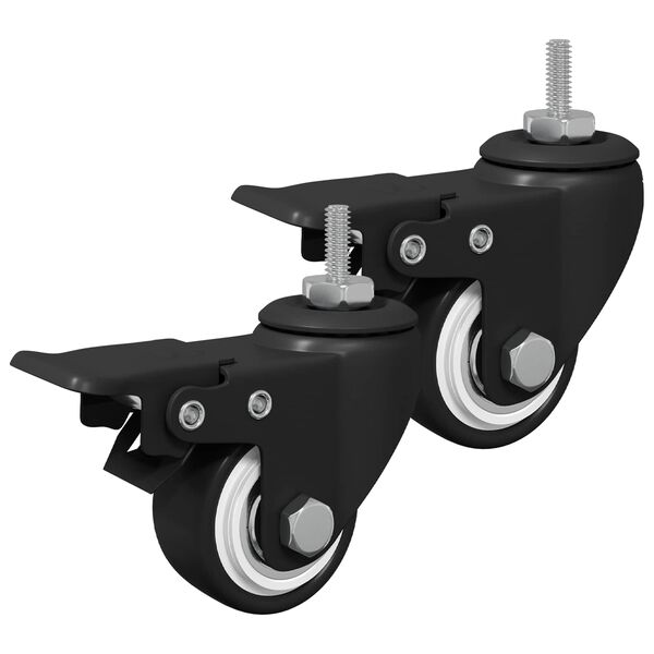 vidaXL Kerekek 2 pcs Fekete M6 x 37 mm Vas &eacute;s Nylon