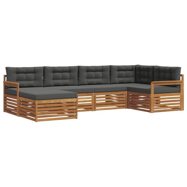 vidaXL K&uuml;lt&eacute;ri kanap&eacute; szett p&aacute;rn&aacute;val 6 pcs Term&eacute;szetes &eacute;s antracit