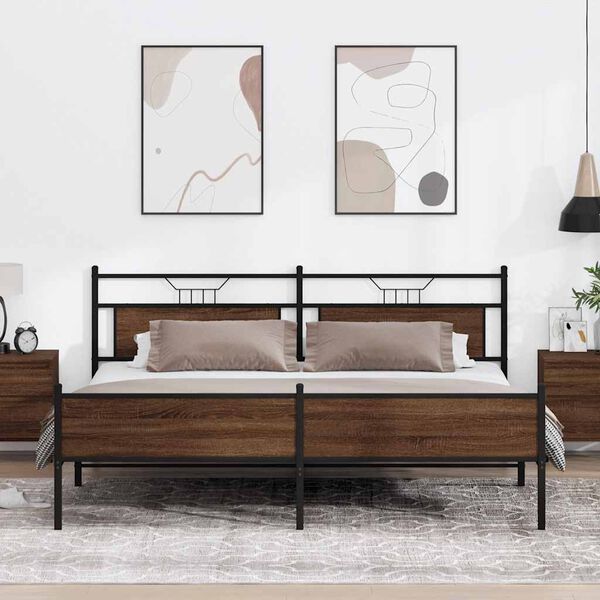 vidaXL barna t&ouml;lgy sz&iacute;nű f&eacute;m &aacute;gykeret matrac n&eacute;lk&uuml;l 200 x 200 cm