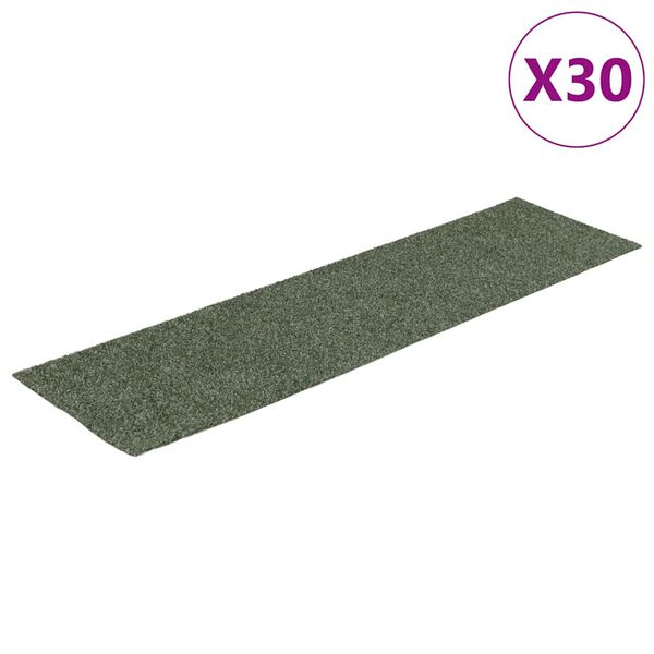 vidaXL &ouml;ntapad&oacute;s l&eacute;pcsőszőnyegek 30 db 76 x 20 cm z&ouml;ld t&eacute;glalap alak&uacute;