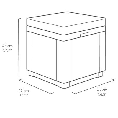 Keter Cube grafitszürke tárolópuff párnával