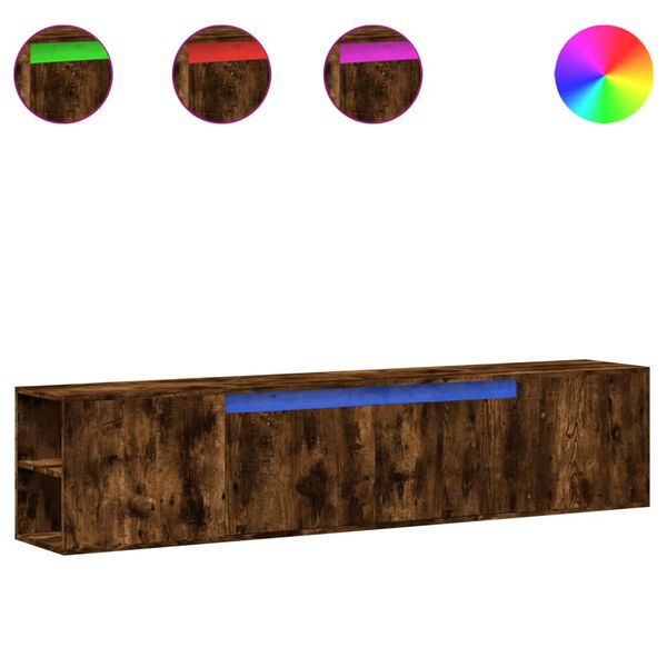 vidaXL f&uuml;st&ouml;s t&ouml;lgy sz&iacute;nű fali TV-szekr&eacute;ny LED-del 180 x 31 x 39,5 cm