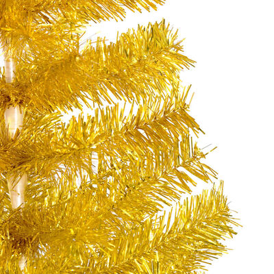vidaXL aranyszínű PET megvilágított műkarácsonyfa állvánnyal 210 cm