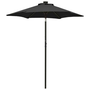 vidaXL fekete alum&iacute;nium napernyő LED-vil&aacute;g&iacute;t&aacute;ssal 200 x 211 cm