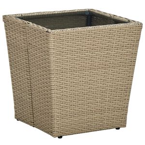 vidaXL b&eacute;zs polyrattan &eacute;s edzett &uuml;veg doh&aacute;nyz&oacute;asztal 41,5x41,5x44 cm