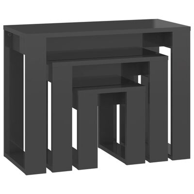 vidaXL 3 db magasfényű szürke forgácslap rakásolható asztal