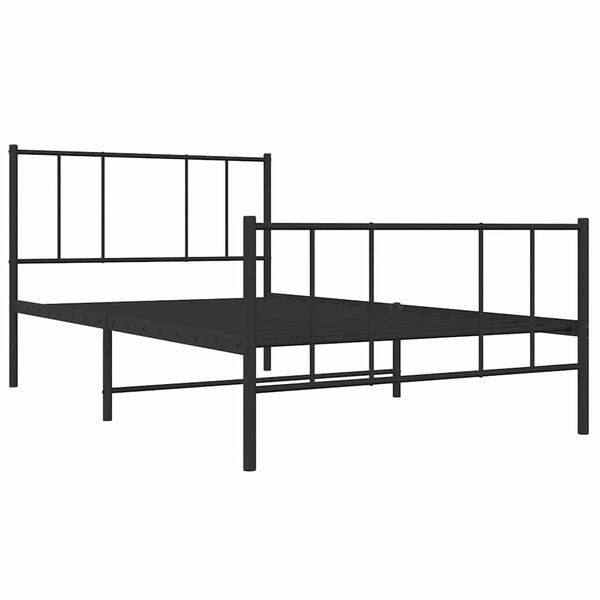 vidaXL fekete f&eacute;m &aacute;gykeret fej- &eacute;s l&aacute;bt&aacute;ml&aacute;val 90 x 190 cm