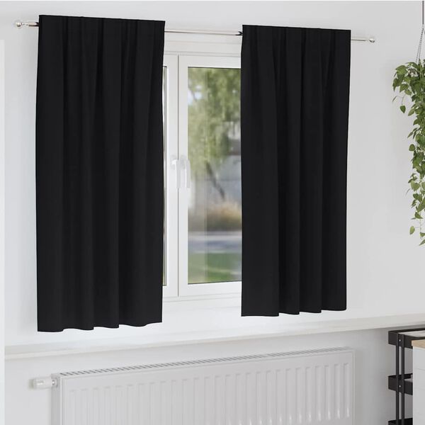 vidaXL Fekete F&uuml;gg&ouml;ny Gyűrűkkel 2 pcs Fekete 175 x 140 cm Poli&eacute;szter