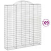 vidaXL 9 db &iacute;ves horganyzott vas gabion kos&aacute;r 200x50x220/240 cm