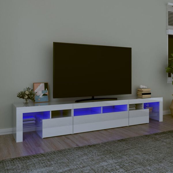 vidaXL magasf&eacute;nyű feh&eacute;r TV-szekr&eacute;ny LED l&aacute;mp&aacute;kkal 230x36,5x40 cm