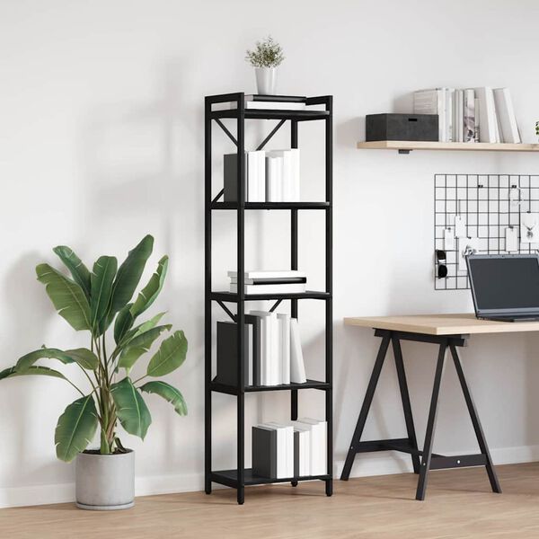 vidaXL K&ouml;nyvespolc Fekete t&ouml;lgy 40 x 30 x 155 cm Faanyag