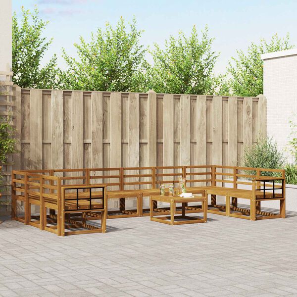 vidaXL K&uuml;lt&eacute;ri kanap&eacute; szett 11 pcs Term&eacute;szetes T&ouml;m&ouml;r Ak&aacute;cfa