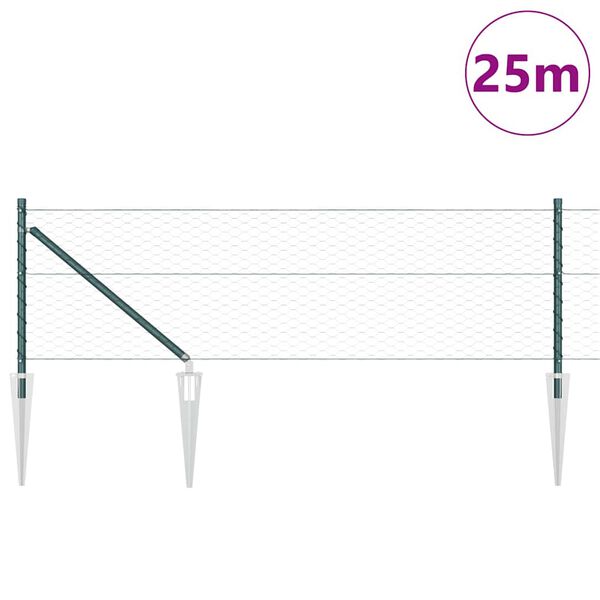 vidaXL Ker&iacute;t&eacute;soszlop Z&ouml;ld 25 x 0,6 m (36 mm h&aacute;l&oacute;) Ac&eacute;l &eacute;s PVC