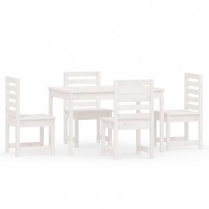 vidaXL 5 r&eacute;szes feh&eacute;r t&ouml;m&ouml;r fenyőfa kerti &eacute;tkezőgarnit&uacute;ra