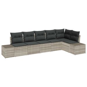vidaXL Kerti Kanap&eacute; Szett p&aacute;rn&aacute;val 6 pcs Vil&aacute;gossz&uuml;rke polirattan