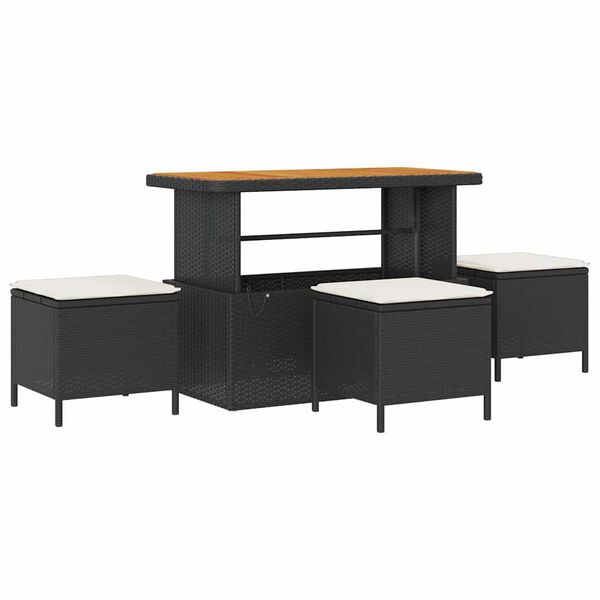 vidaXL Kerti Kanap&eacute; Szett p&aacute;rn&aacute;val t&aacute;rol&oacute;val 14 pcs Fekete Poli rattan