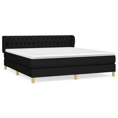 vidaXL fekete szövet rugós ágy matraccal 180 x 200 cm
