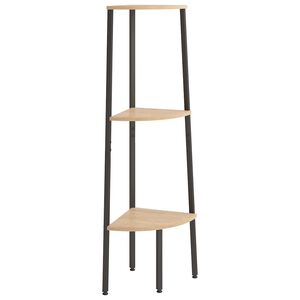 vidaXL 3 szintes vil&aacute;gosbarna &eacute;s fekete sarokpolc 45,5 x 31,5 x 120 cm