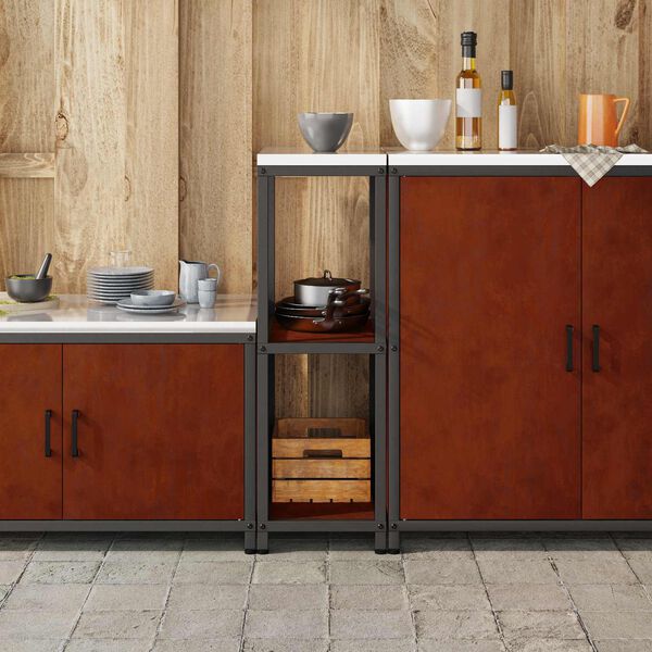 vidaXL Konyhai T&aacute;rol&aacute;s polcokkal Rozsd&aacute;s 60 x 50 x 92 cm Ac&eacute;l