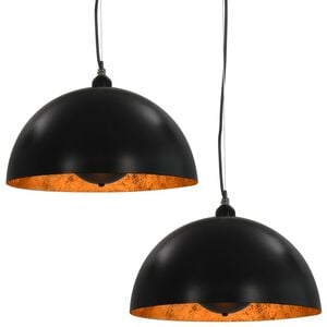 vidaXL 2 darab fekete-arany f&eacute;lg&ouml;mb alak&uacute; mennyezeti l&aacute;mpa 40 cm E27