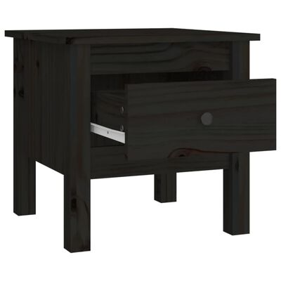 vidaXL fekete tömör fenyőfa kisasztal 40 x 40 x 39 cm
