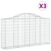 vidaXL 3 db íves horganyzott vas gabion kosár 200x30x100/120 cm