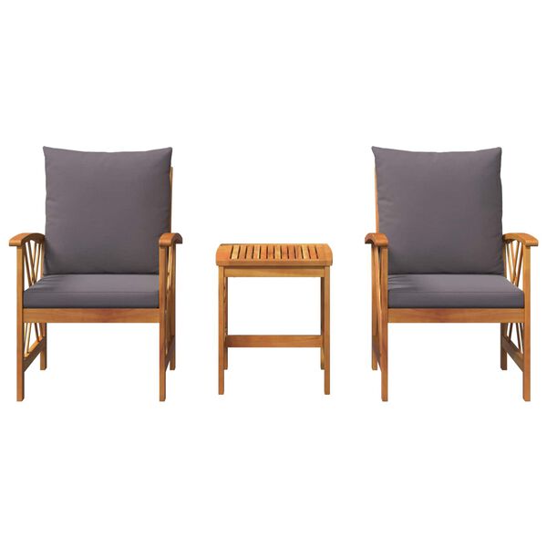 vidaXL Kerti Kanap&eacute; Szett p&aacute;rn&aacute;val 3 pcs Olaj Term&eacute;szetes T&ouml;m&ouml;r Ak&aacute;cfa