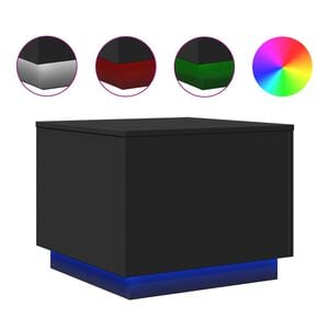 vidaXL fekete doh&aacute;nyz&oacute;asztal LED-l&aacute;mp&aacute;kkal 50 x 50 x 40 cm