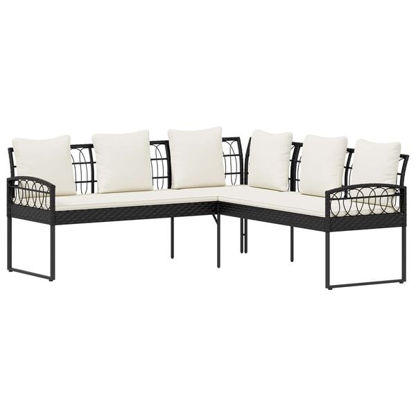 vidaXL Kerti kanap&eacute; szett p&aacute;rn&aacute;val 2 pcs Fekete Ac&eacute;l