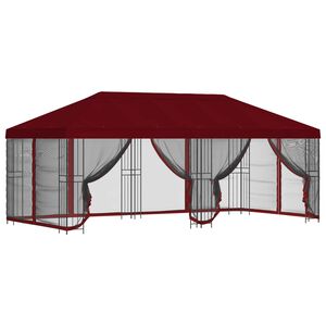 vidaXL Oldalfalas pavilon 6 x 3 m Burgundi Poli&eacute;szter &eacute;s ac&eacute;l 190