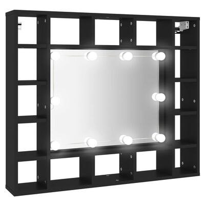 vidaXL fekete LED-es tükrös szekrény 91x15x76,5 cm