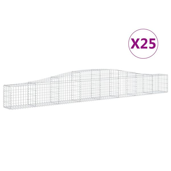 vidaXL 25 db &iacute;ves horganyzott vas gabion kos&aacute;r 400x30x40/60 cm