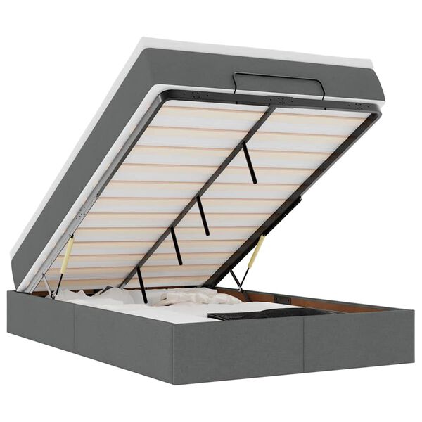 vidaXL Ottomán ágykeret matraccal sötét szürke 120x200cm szövet