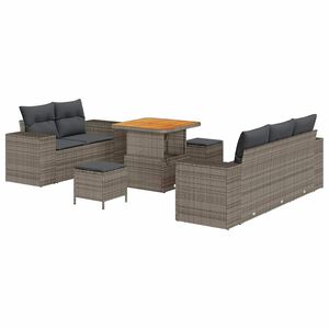 vidaXL Kerti Kanap&eacute; Szett p&aacute;rn&aacute;val t&aacute;rol&oacute;val 8 pcs Sz&uuml;rke Poly Rattan