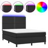 vidaXL fekete műbőr rug&oacute;s &aacute;gy matraccal &eacute;s LED-del 140x200 cm