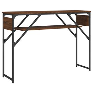 vidaXL barna t&ouml;lgysz&iacute;nű szerelt fa t&aacute;lal&oacute;asztal polccal 105x30x75 cm