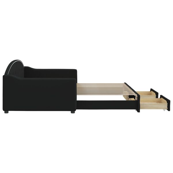 vidaXL fekete kih&uacute;zhat&oacute; sz&ouml;vet heverő fi&oacute;kokkal 100 x 200 cm