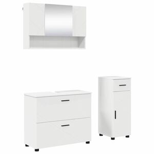 vidaXL F&uuml;rdőszoba b&uacute;tor szett fi&oacute;kkal 3 pcs Feh&eacute;r M&eacute;rn&ouml;ki fa &eacute;s f&eacute;m