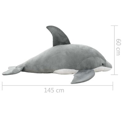 vidaXL szürke delfin plüssjáték