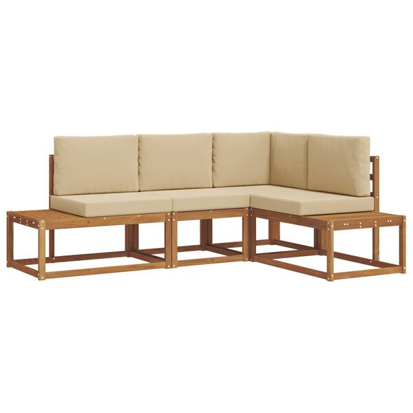 vidaXL K&uuml;lt&eacute;ri kanap&eacute; szett p&aacute;rn&aacute;val 4 Darab Term&eacute;szetes &eacute;s b&eacute;zs