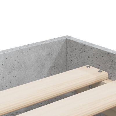 vidaXL betonszürke szerelt fa ágykeret fiókokkal 100 x 200 cm