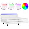 vidaXL feh&eacute;r műbőr rug&oacute;s &aacute;gy matraccal &eacute;s LED-del 200x200 cm