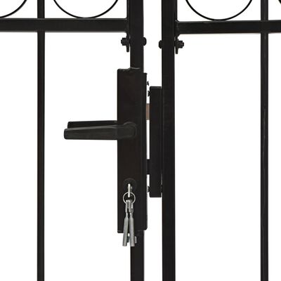 vidaXL ívelt tetejű kétajtós fekete acél kerítéskapu 400 x 175 cm