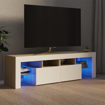 vidaXL fehér és sonoma-színű TV-szekrény LED-lámpákkal 140x36,5x40 cm