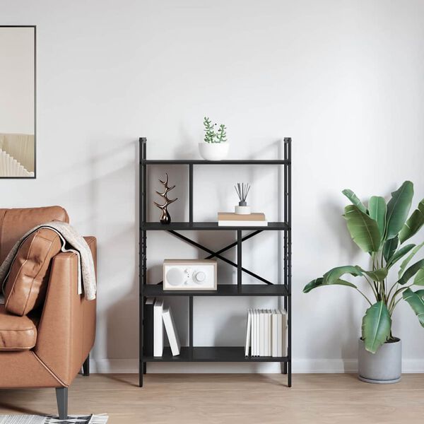 vidaXL K&ouml;nyvespolc Fekete t&ouml;lgy 75 x 30 x 123,5 cm Faanyag